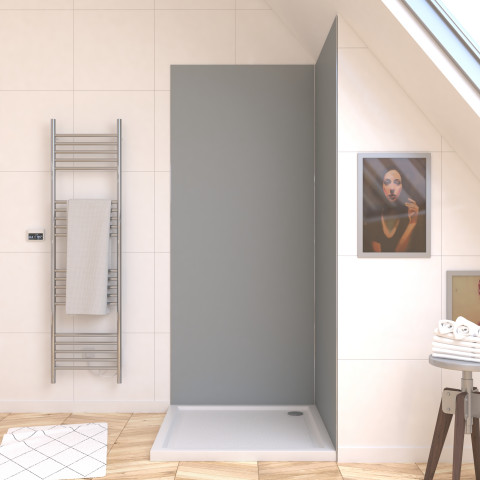 Panneau mural de douche silver en aluminium - 90 x 210 cm - wall'it silver 90