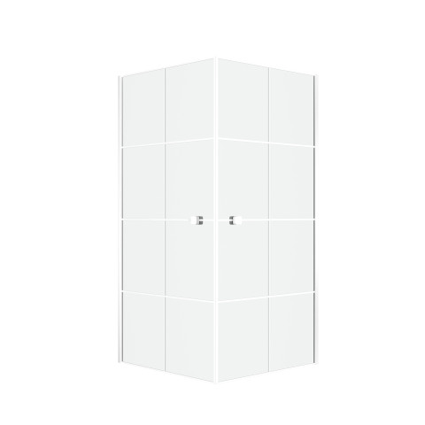 Portes de douche en angle 90x90x190 cm - motifs carrés - Couleur profilés au choix