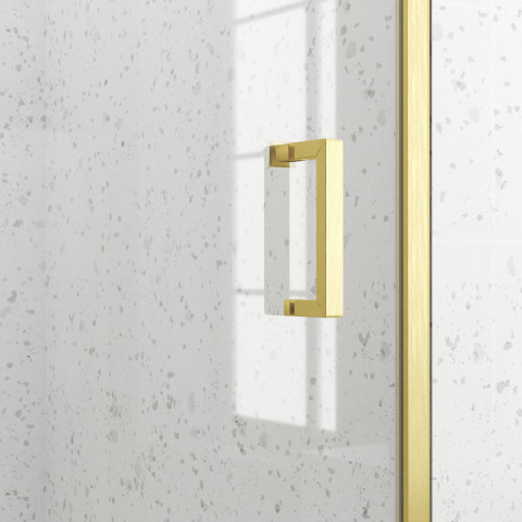 Porte de douche pivotante 80x200cm - profilés or doré brossé - verre trempé 6mm - goldy crush