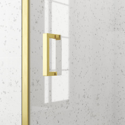 Porte de douche Coulissante 120x200cm - Profilés Or Doré Brossé - Verre Trempé 6mm - GOLDY CRUSH Aurlane - FAC957