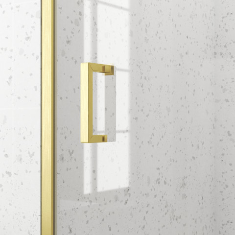 Porte de douche coulissante 140x200cm - profilés or doré brossé - verre trempé 6mm - goldy crush