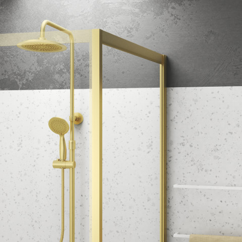 Paroi de retour 80x200cm - profilés or doré brossé - verre trempé 6mm - goldy crush Aurlane - FAC959