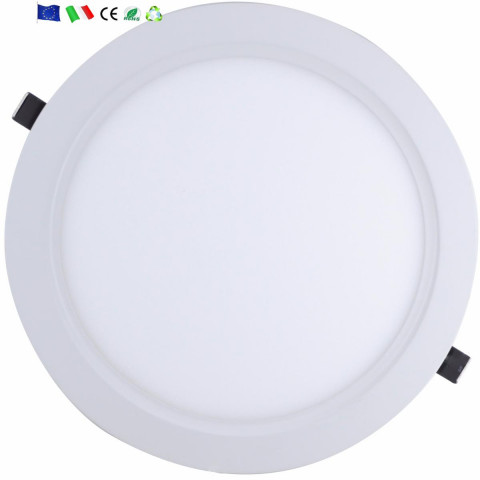 Downlight dalle led extra plate ronde blanc 18w - couleur eclairage au choix