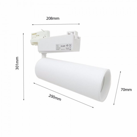 Spot led sur rail 40w binaire triphasé noir - couleur eclairage au choix
