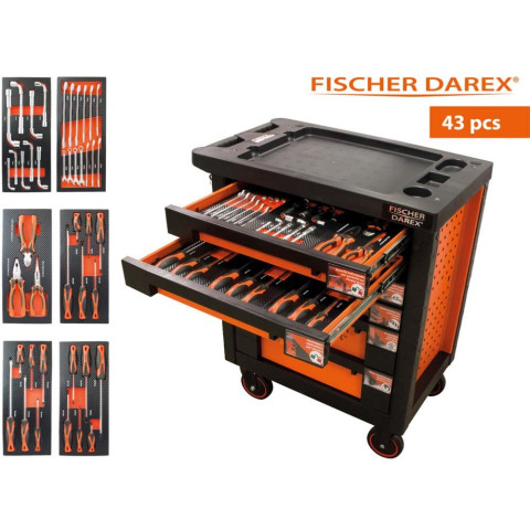 Servante d'atelier 6 tiroirs équipée 43 outils dans 6 modules, fidex-810491