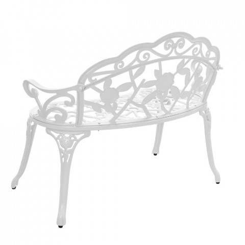 Banc chaise siège de jardin fonte résistant aux intempéries 100 cm blanc