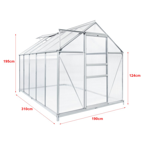 Serre de jardin à porte coulissante en polycarbonate 5,89 m² helloshop26 03_0008253