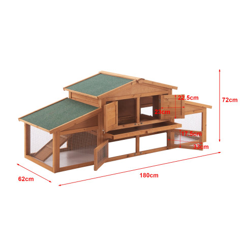 Clapier à deux niveaux 72 x 180 x 62 cm sapin naturel helloshop26 03_0006810