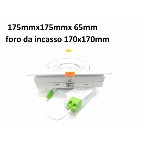 Downlight spot led cob carré orientable 20w 120 - couleur eclairage au choix
