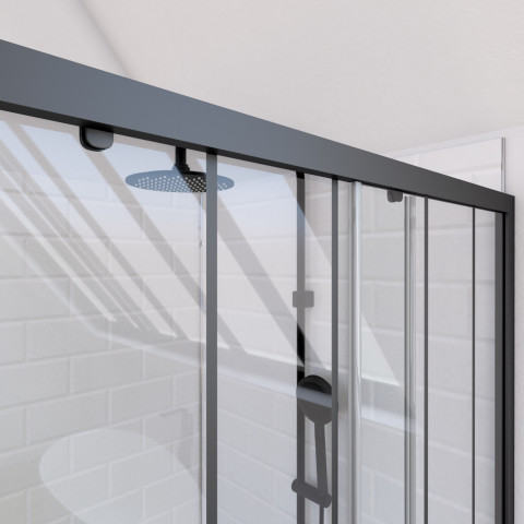 Pack paroi porte de douche serigraphiee - 120x200cm + paroi retour - 90x200 cm - porte coulissante Aurlane - PACF014