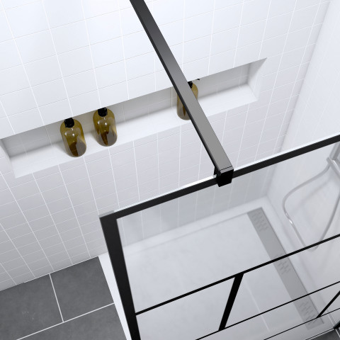 Pack paroi de douche 100x195 cm + receveur en acrylique blanc effet pierre 100x80 Aurlane - PACF094