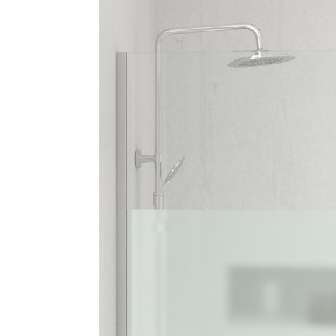 Pack paroi de douche dépolie 100x200cm + barre de fixation extensible - verre 8mm - finition chrome Aurlane - PACF449