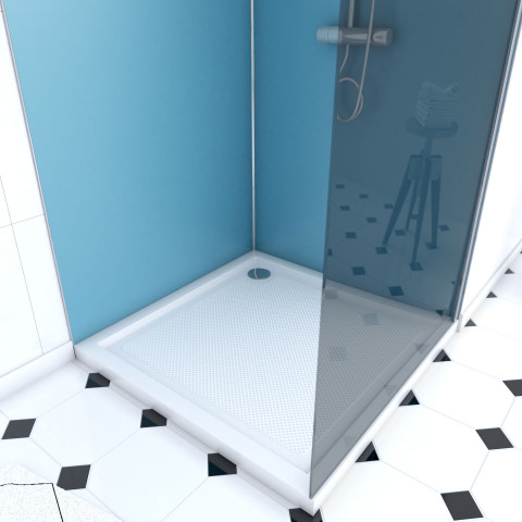 Pack 2 panneaux muraux wall'it bleu + receveur witheness ii + paroi freedom 2 fumée 90 + barre de fixation chrome Aurlane - PACP052