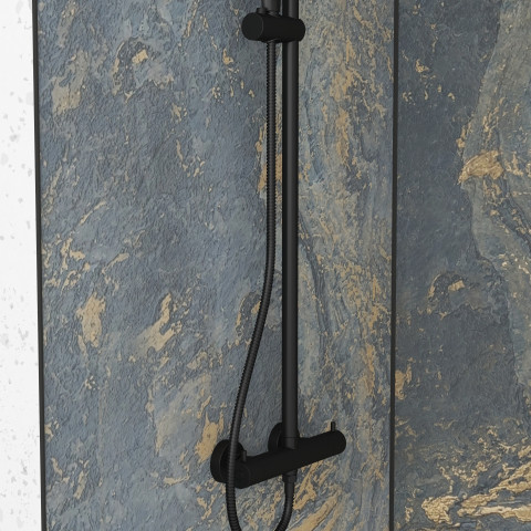2 panneaux muraux pierre 90x210cm 'venus' + profilés d'angle et finition noirs - stone'it Aurlane - PACP276