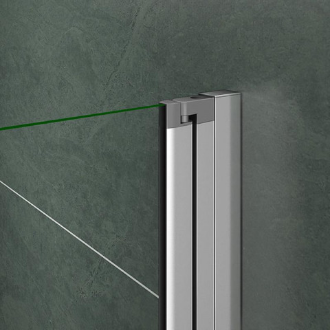 Porte de douche porte pivotante en verre anticalcaire avec bande centrale dépolie - Dimensions au choix
