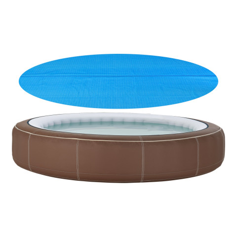 Bâche solaire de piscine ronde diamètre 244 cm polyéthylène bleu helloshop26 03_0006676