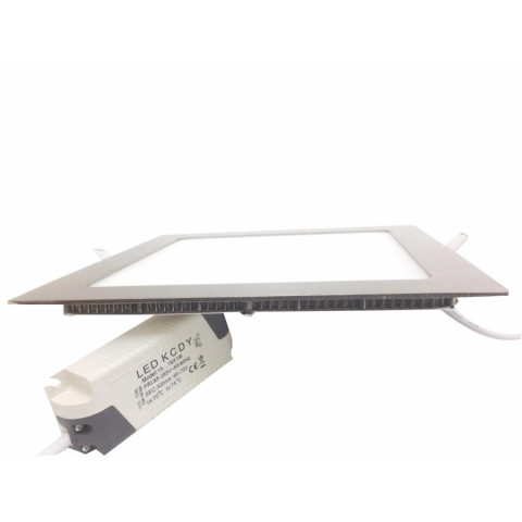 Downlight dalle led extra plate carré alu 18w - couleur eclairage : blanc chaud 2300k - 3500k