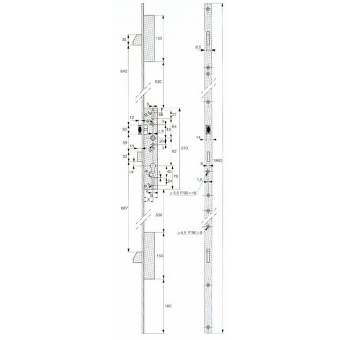 Coffre têtière filante 3 points STREMLER - Axe 21 U24x6 Coffre 36 mm - 2 tour de clé - 6370-36-0A