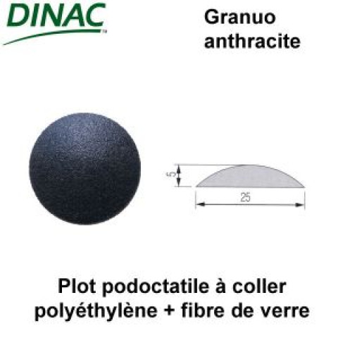 Plots podotactiles DINAC Granuo - Ø 25 mm - Gris - Adhésifs - 3 plaques de 50 plots - 102285D