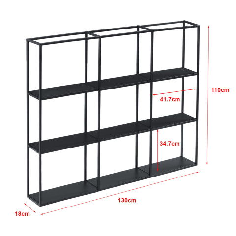 Étagère murale 130 x 18 x 110 cm noir helloshop26 03_0007032