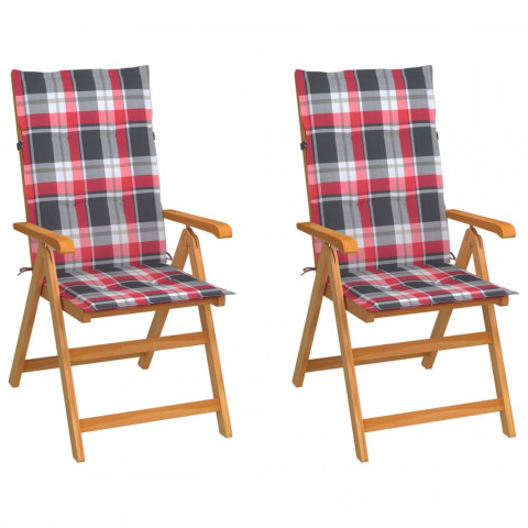 Chaises de jardin teck avec coussins teck - Couleur et nombre de places au choix