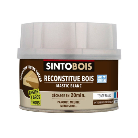 Mastic à bois avec durcisseur angles/gros trous blanc 500ml - SINTO - 139791