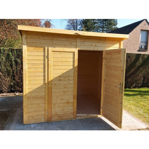 Abri bois MIDWAY 1 - local poubelle - cabane de jardin - porte double pleine - sans déclaration - simple pente - Surface en m² au choix