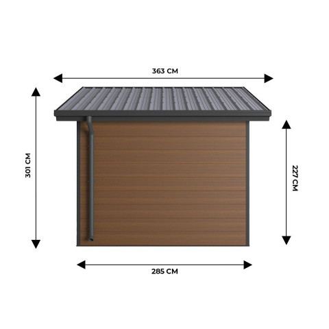 Abri de jardin composite isora - 12m² - epaisseur des madriers : 28mm - cabane atelier / abri velo - menuiseries en aluminium - Couleur au choix