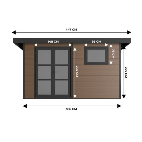 Abri de jardin composite alma - 11m2 - epaisseur des madriers : 28mm - garanti 20 ans - menuiserie en aluminium - cabanon de jardin - Couleur au choix