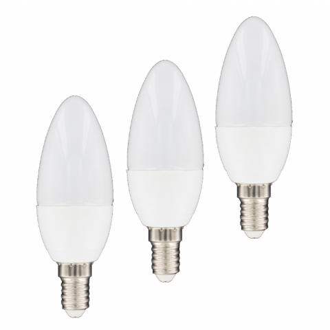 Lot de 3 ampoules led flamme e14 6w 480 lumens - couleur chaude 3000k - classe énergétique a+