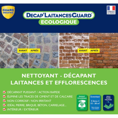 Anti-laitance Tartre, Ciment sur Carrelage, Marbre, Tomette, etc - Décap'Laitances Guard Ecologique 5L- traite 30m²
