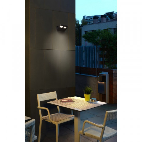 Applique april, aluminium et polycarbonate, gris urbain