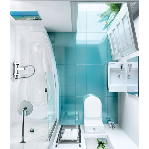 Cleargreen baignoire-douche asymétrique ecocurve r15 170x75x50 cm lucite®