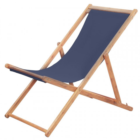 Chaise pliable de plage tissu et cadre en bois - Couleur au choix