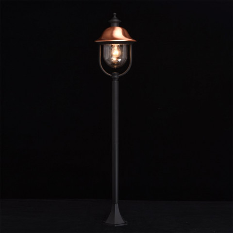Borne d'extérieur noire street 1 ampoule 126 cm