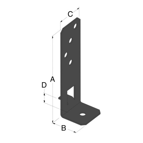 Pied de poteau réglable en largeur - Finition noire - Carton de 20 - PPG60/25PB