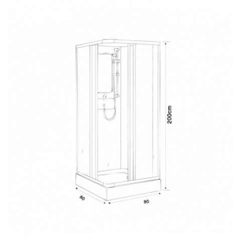 Cabine de douche portes coulissantes 80x80x200cm rimini