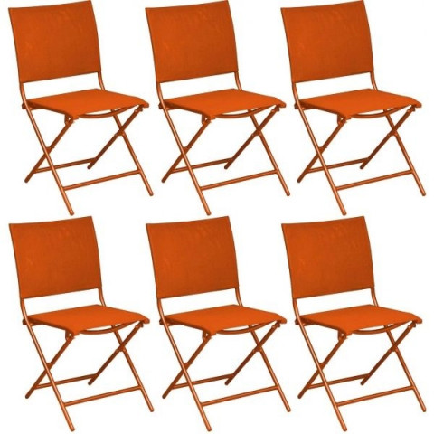 Chaise pliante en acier et toile globe (lot de 6) - Couleur au choix