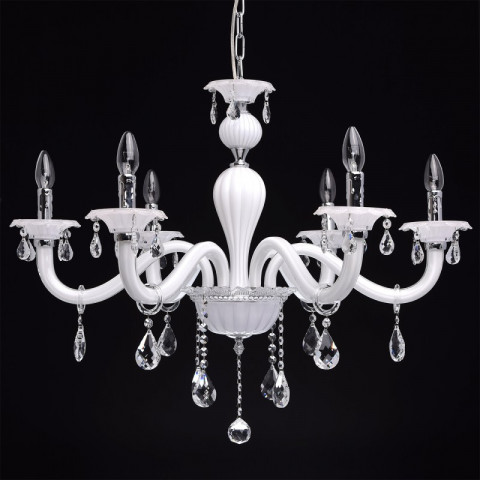 Chandelier blanc elegance 6 ampoules 106 cm