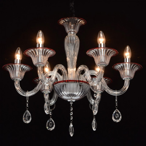 Chandelier blanc elegance 6 ampoules 110 cm