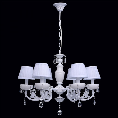 Chandelier blanc elegance 6 ampoules 90 cm