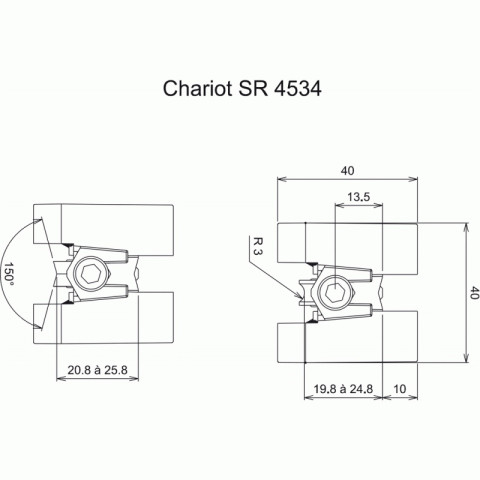 Chariot rénovation pour chassis coulissant en sachet de 2 pièces