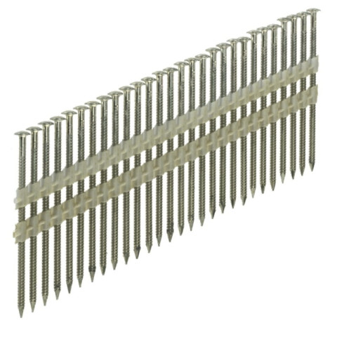 Pointes en bande 34° 3.1x50 Annelées Inox Tête bombée - Sans gaz - Boite de 2200 clous - ARCA - SPB343150AITP