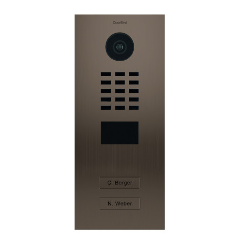 Kit portier vidéo ip multi-utilisateurs 2 sonnettes + 2 carillons - doorbird d2102bv encastrable poe bronze