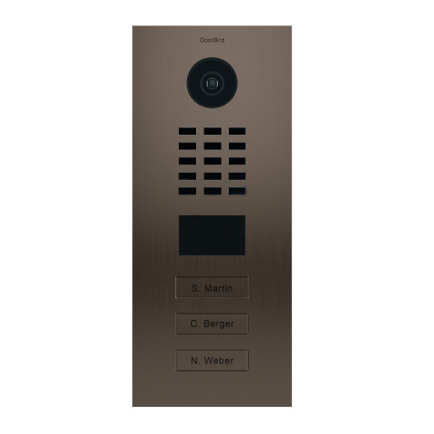 Portier vidéo ip 3 sonnettes - doorbird d2103bv bronze