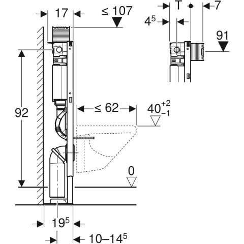 Bâti-support Geberit Duofix Omega 12 cm hauteur 98 cm autoportant 111.036.00.1