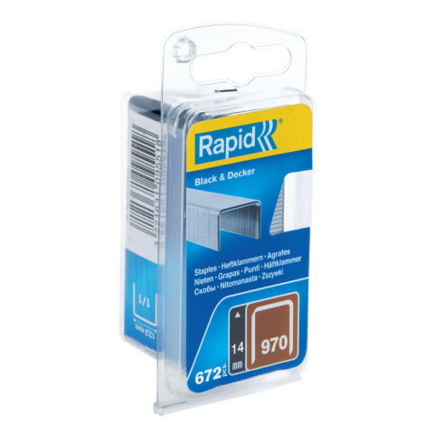 Agrafes en fil plat galvanisés n° 970/14 mm - 672 pièces - Blister - RAPID-ISABERG - 40109553