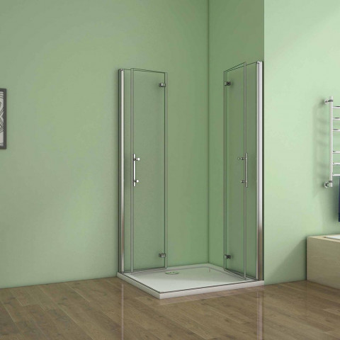 Cabine de douche verre anticalcaire avec porte pliante et pivotante - Dimensions au choix