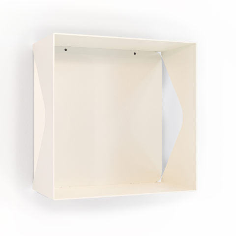 Etagère murale cube échancrée DECO-GEM, acier Aigue-Marine, fond même coloris. L.30 x H.30 x P.15 cm