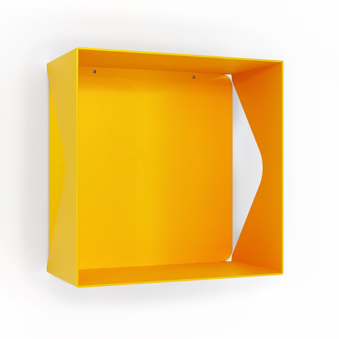 Etagère murale cube échancrée DECO-GEM, acier Aigue-Marine, fond même coloris. L.30 x H.30 x P.15 cm